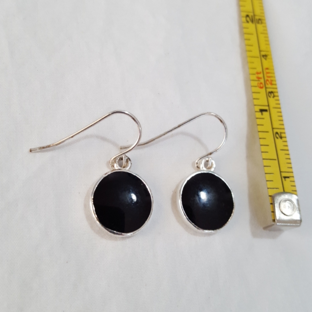 Earrings Round Black - Picture 2 of 5